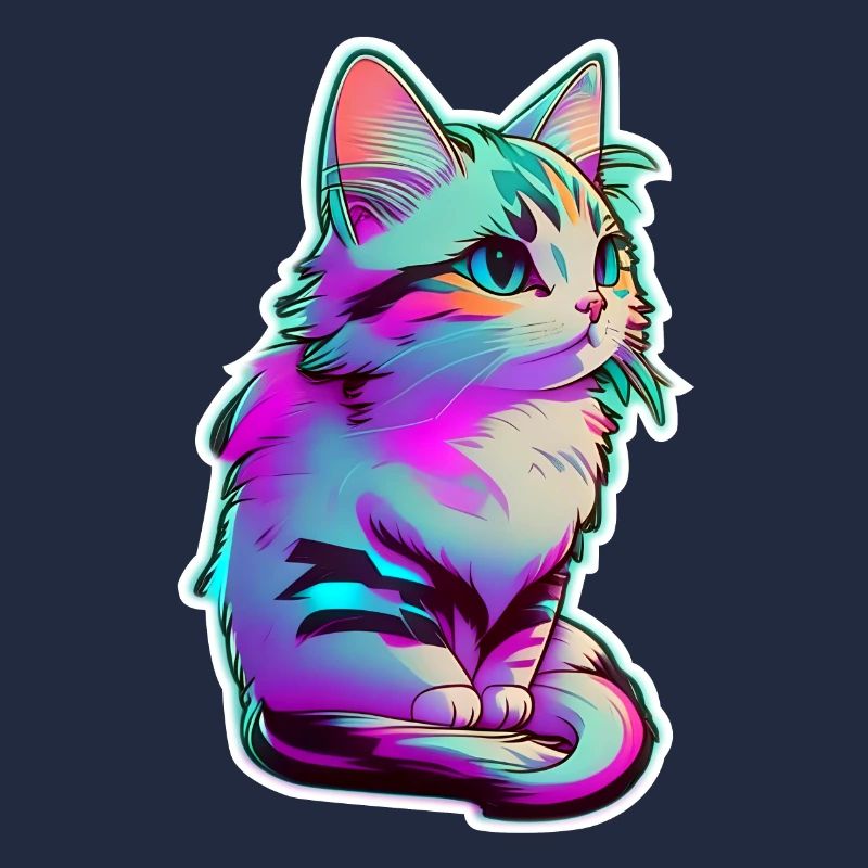 petit chaton eclairage néon - chat mignon