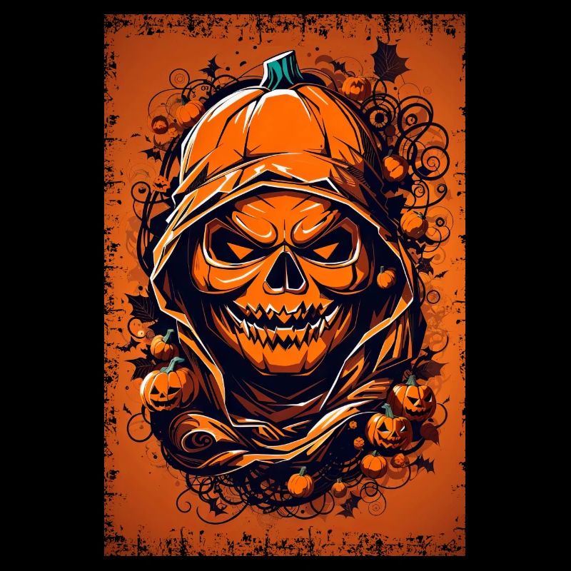 Halloween Grim Reaper & Pumpkin - Dark