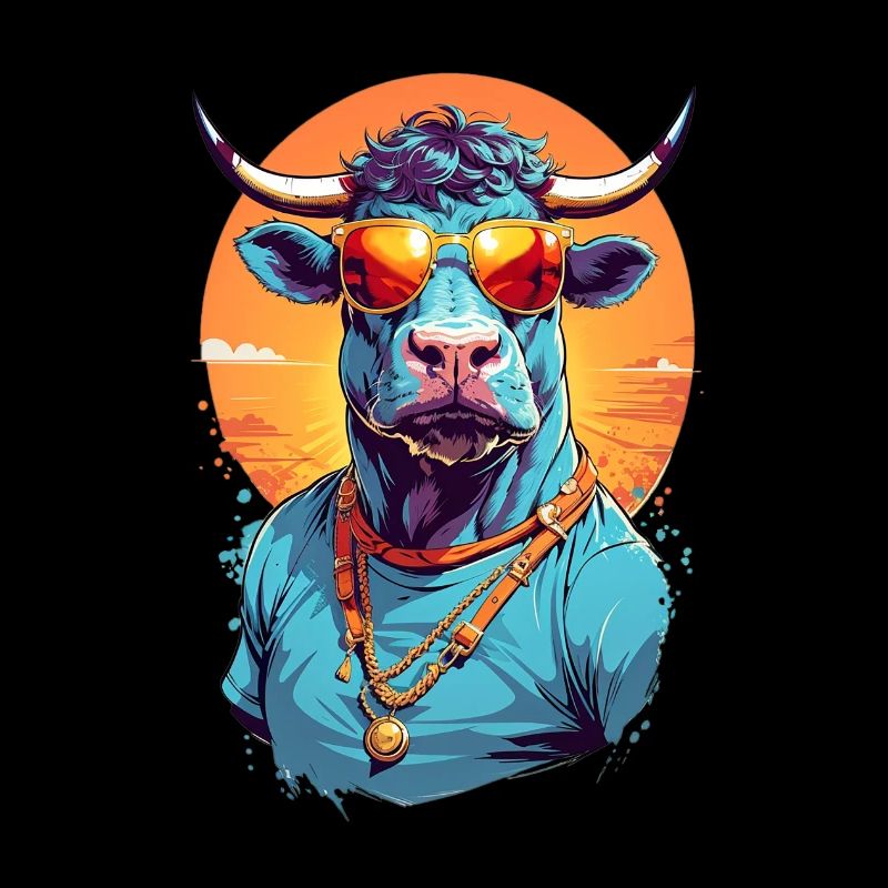 Cool Colourful Bull in Sunglasses