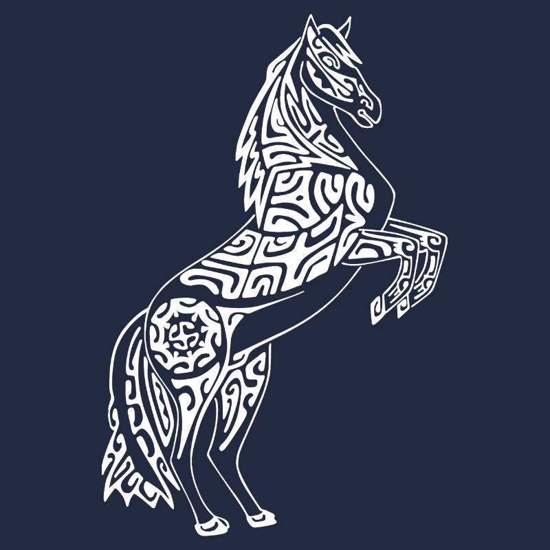 Tätowiertes weißes Pferd