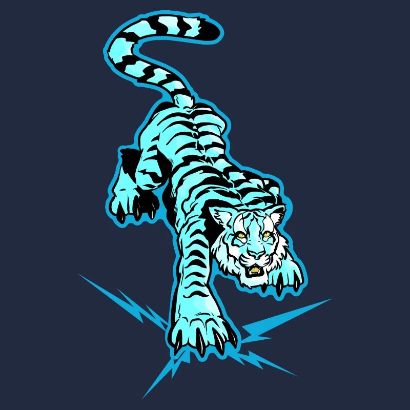 Tiger und Slice unter den Pfoten (blaue Version)