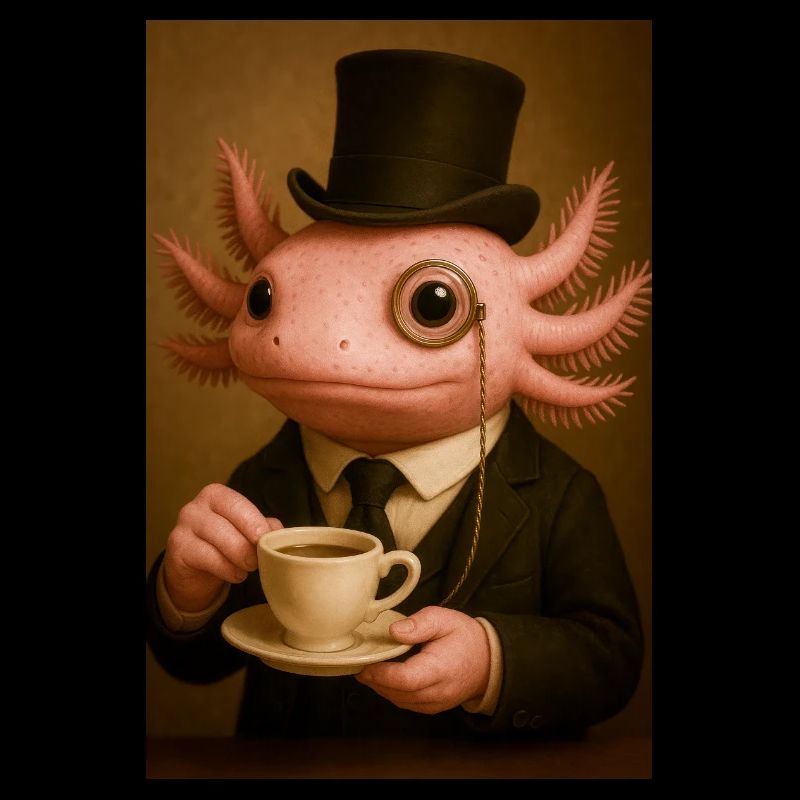 Dapper Axolotl with Coffee