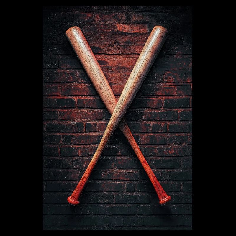 Crossed Bats on Brick Wall