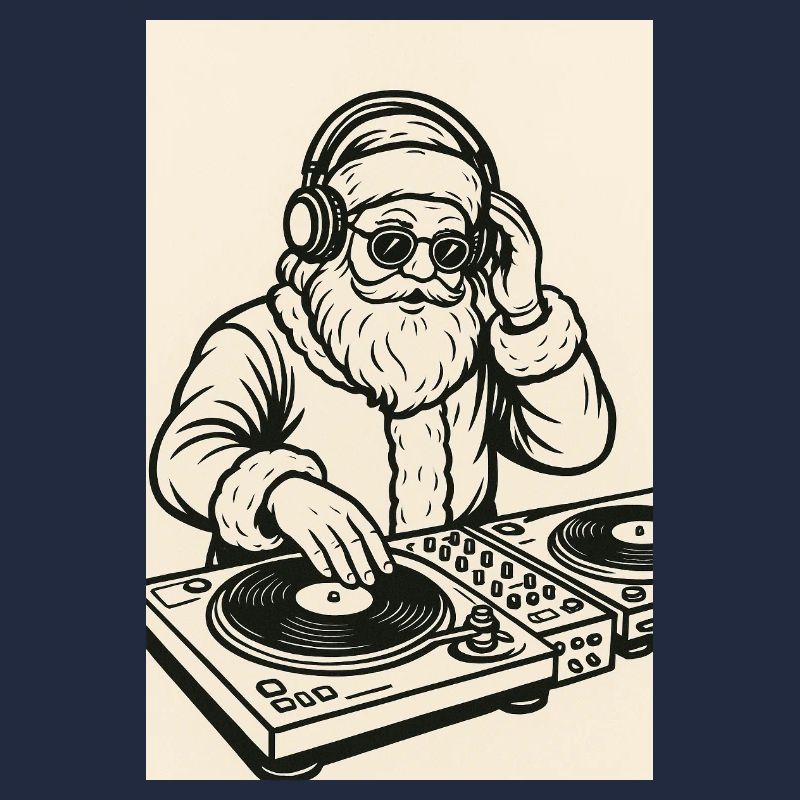 Weihnachtsmann-DJ auf Plattenspielern