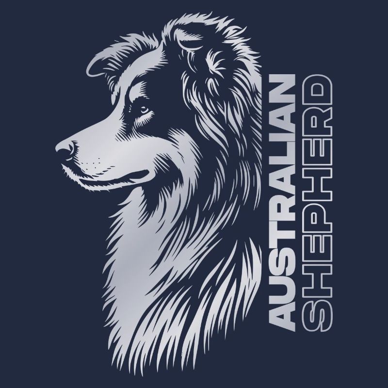Australian Shepherd Portrait | Aussie head silver