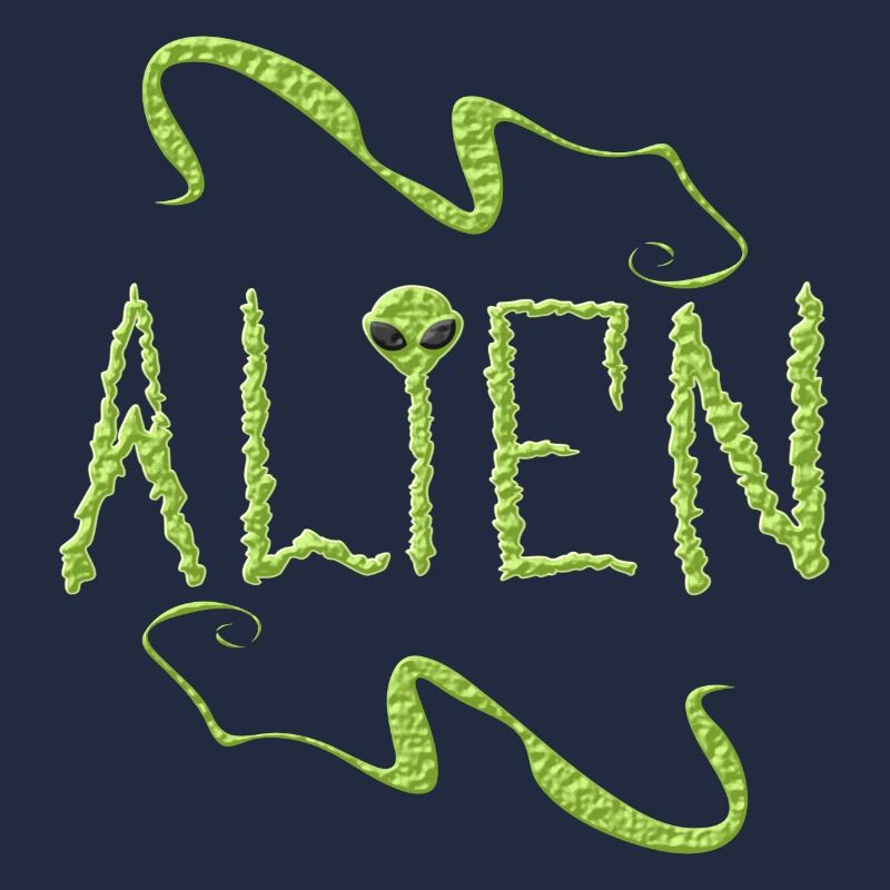 Alien aux yeux noir extraterrestre vert caché