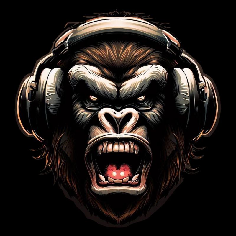 Gorilla Affe DJ mit Kopfhörern