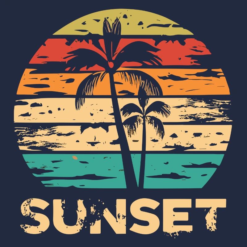 Art rétro coucher de soleil