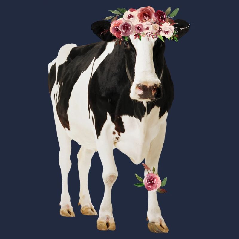 Holstein Kuh mit Blüten