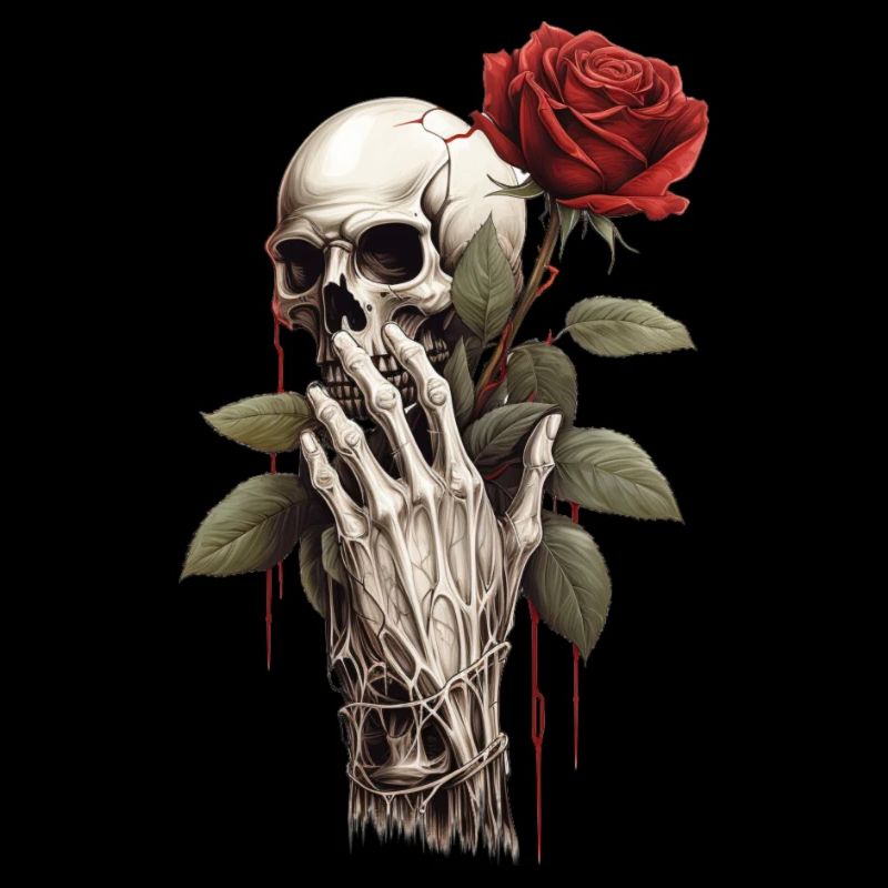 Skelett Rose Hand Kopf
