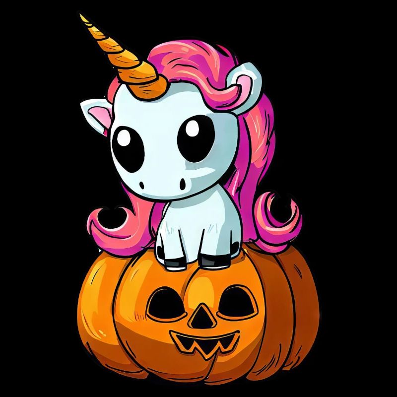 Licorne d’Halloween mignonne avec citrouille
