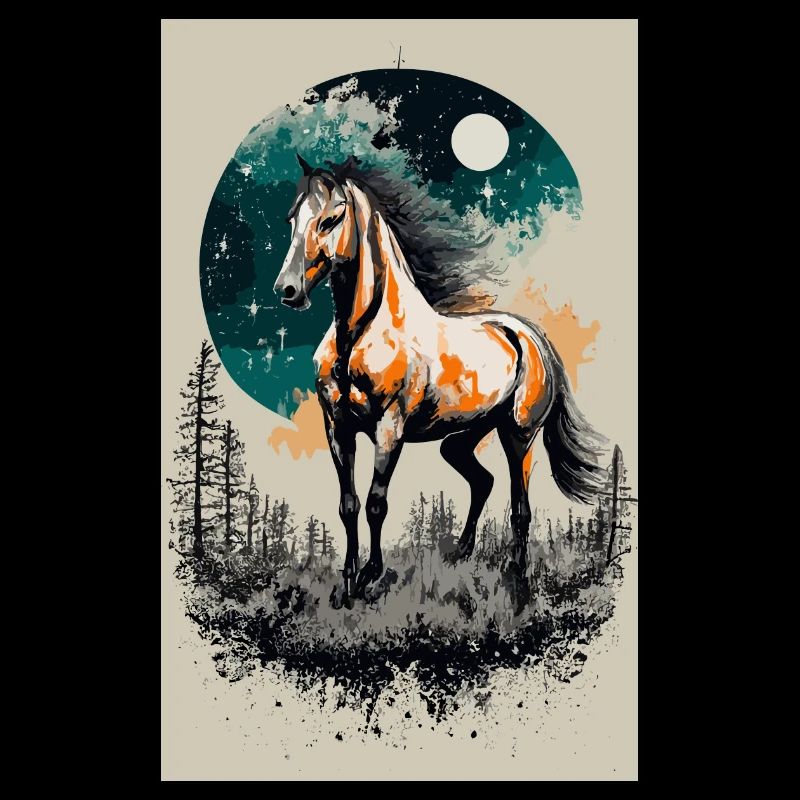 cheval sous la pleine lune