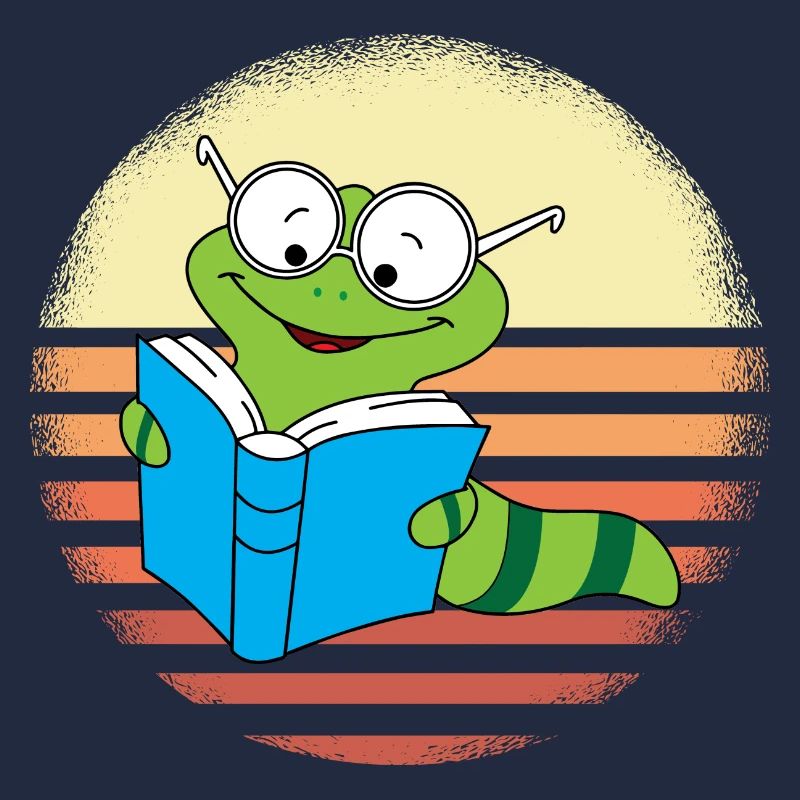 Bookworm Retro Sunset Design