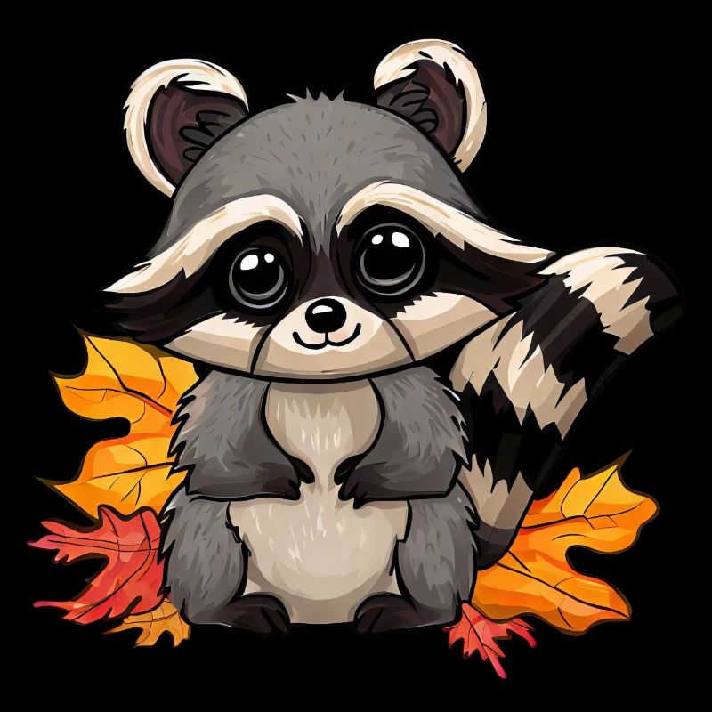 Raton laveur en automne: feuillage et feuillage d’automne