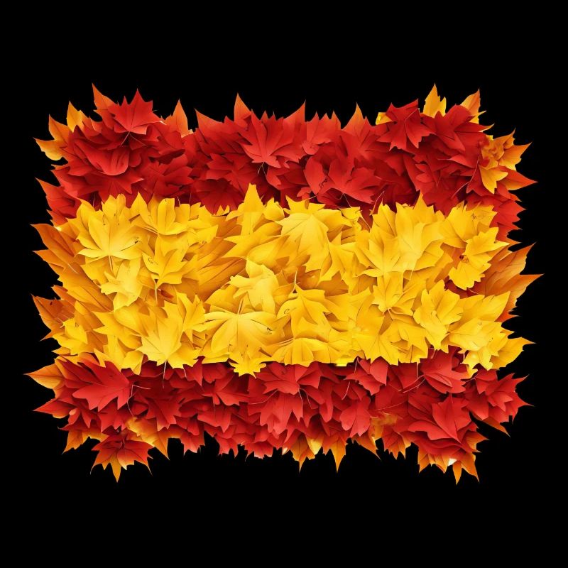 Automne en Espagne: drapeau et feuillage d’automne