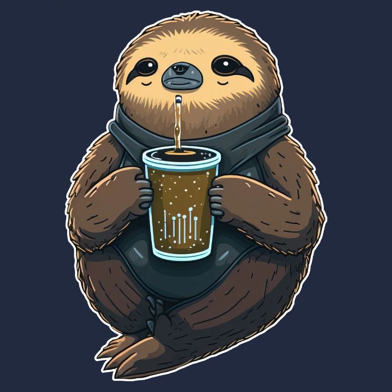 Faultier nippt Boba Milchtee