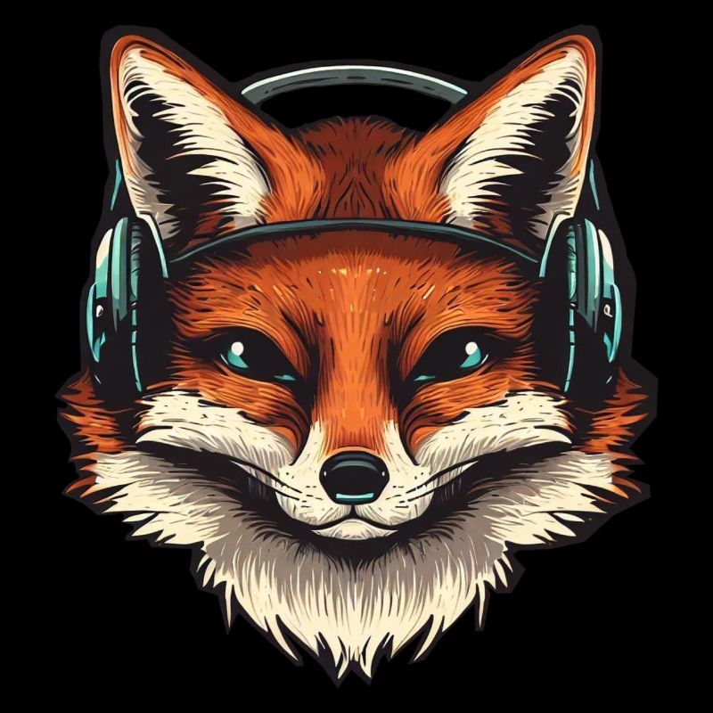 Renard avec écouteurs
