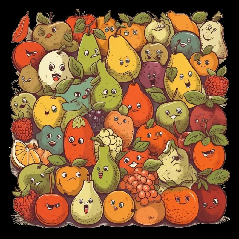 Lustige Comic Früchte, Cartoon Obst