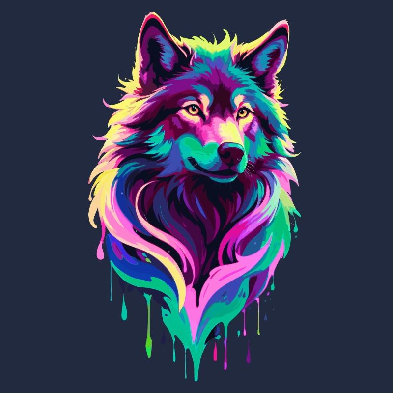 Farbenfroher Wolf Graffiti Wolfskopf