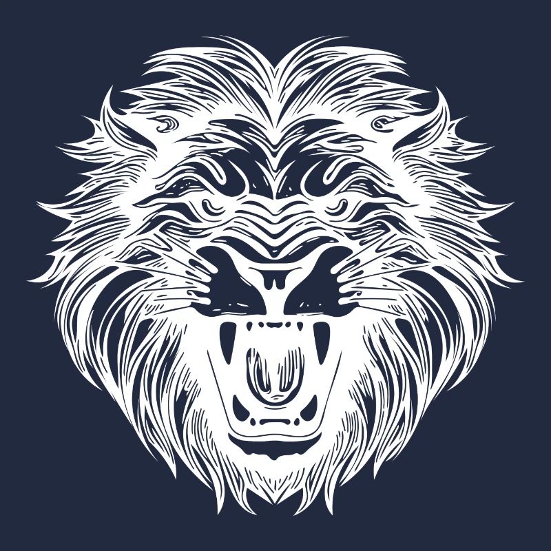 Wild Huge Lion Head Tattoo Style Mane