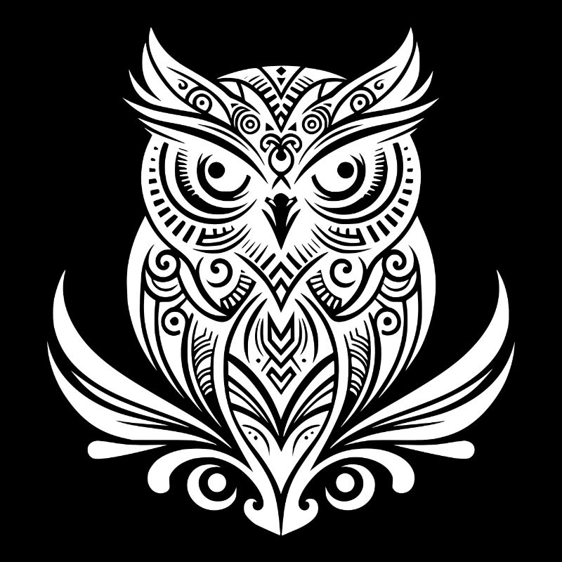 Schlaue Eule im Tattoo Tinte Style