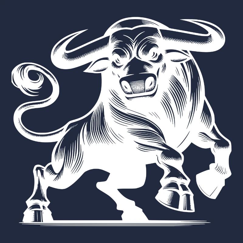 Evil strong bull with huge horns
