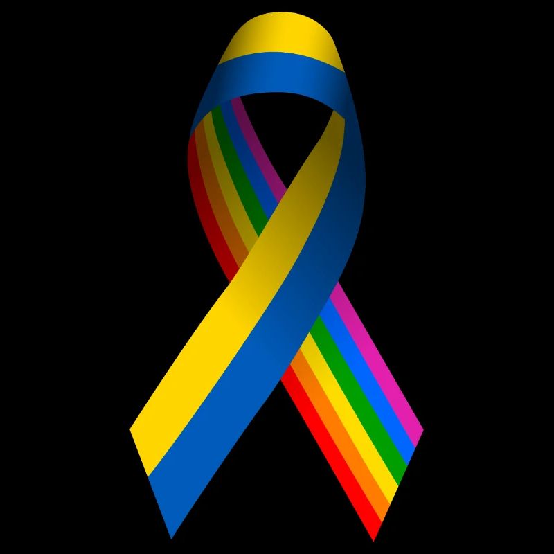 Ruban de paix ukrainien avec drapeau arc-en-ciel