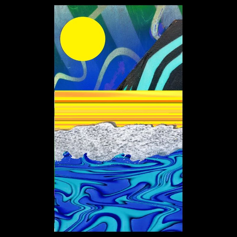 mer, sable, ciel, paysage de graffitis solaires