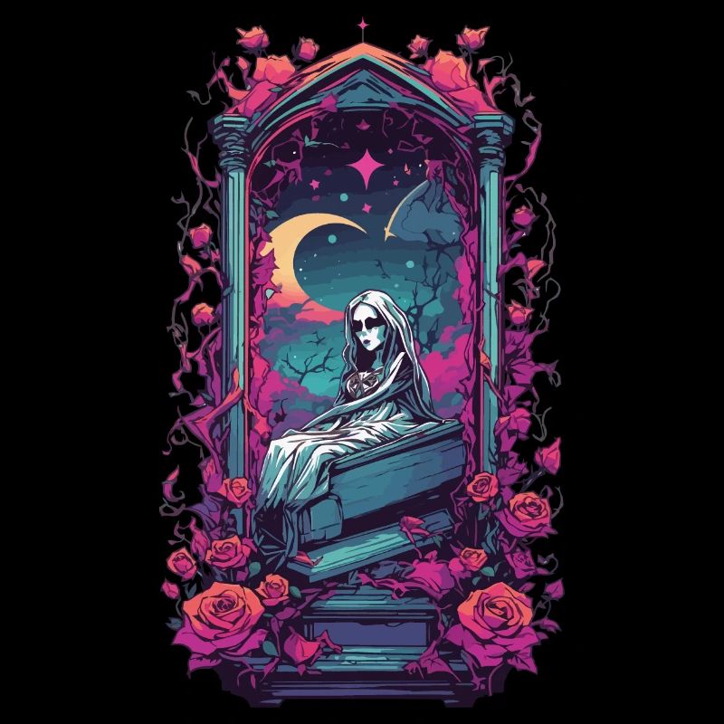 Neon Gothic Cemetery Occult Design
