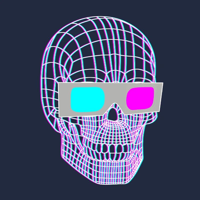 3D Schädel Mit 3D Brille