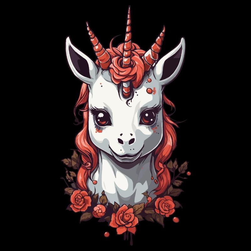 Halloween Licorne Diable Mignon Octobre Design