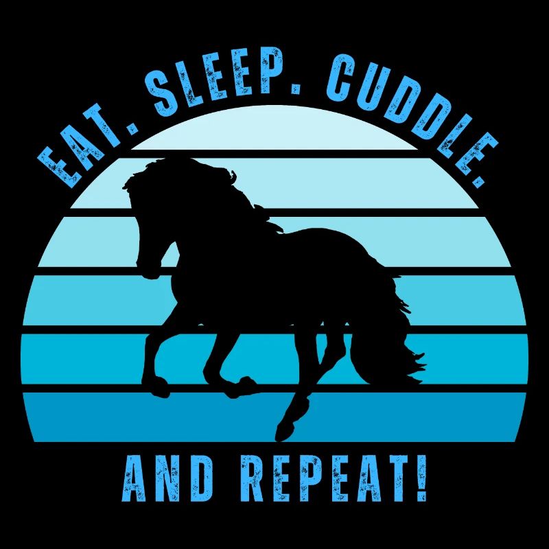 Welsh pony galloping sunset in retro style