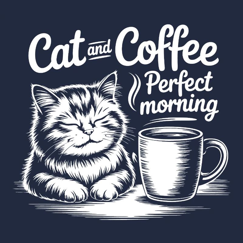 Katze und Kaffee Perfekter Morgen