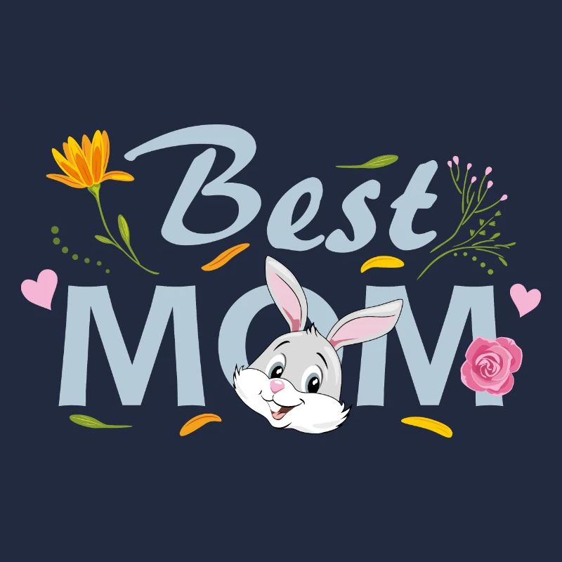 Beste MOM. Blumenmuster mit Kaninchen