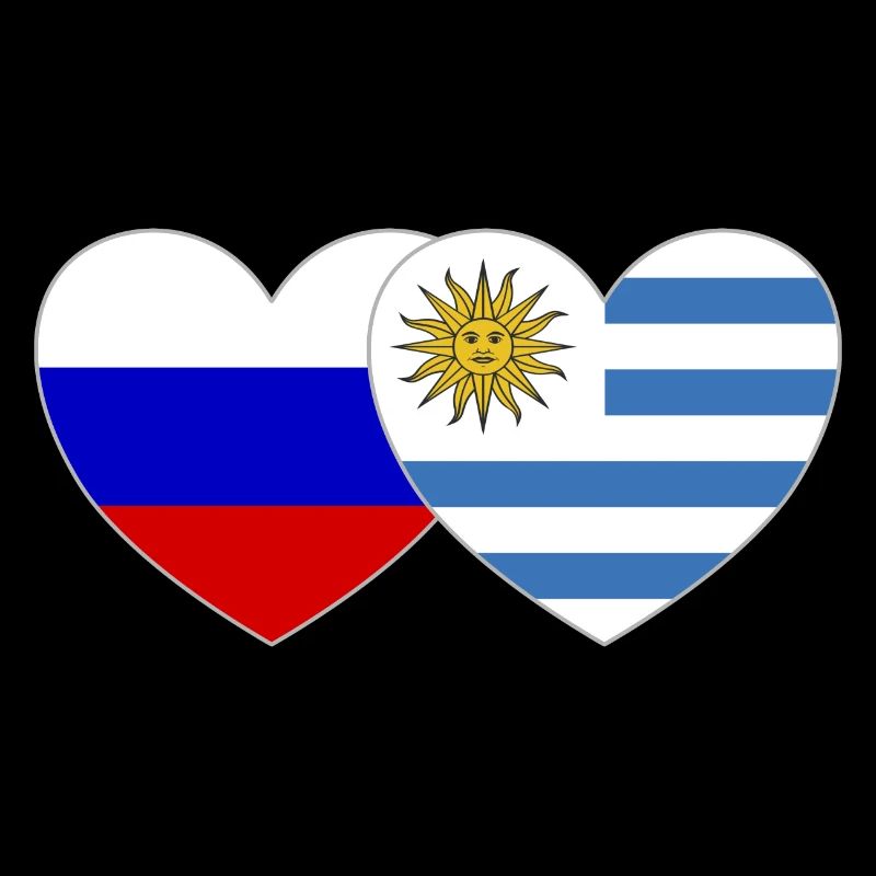 Russie Uruguay Flag Heart