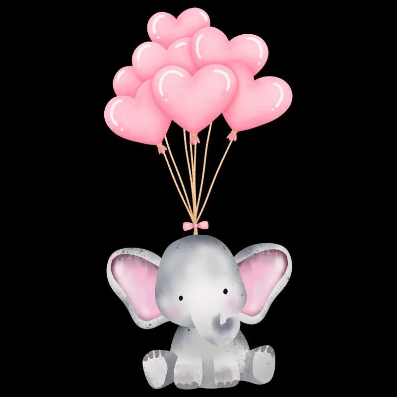 Niedlicher Elefant mit Süßen Herz Ballons