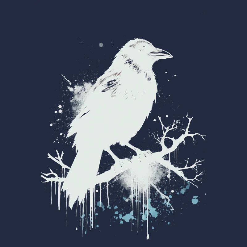 White Raven, Crow as Ink Sketch