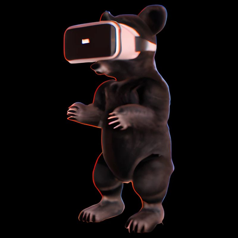 Bär mit Virtual Reality Headset
