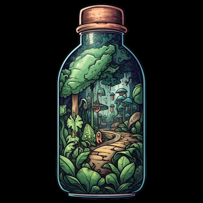 Dschungel Flasche Zeichnung