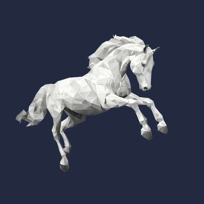 Weisses Pferd Schimmel Low Poly Logo Art Design