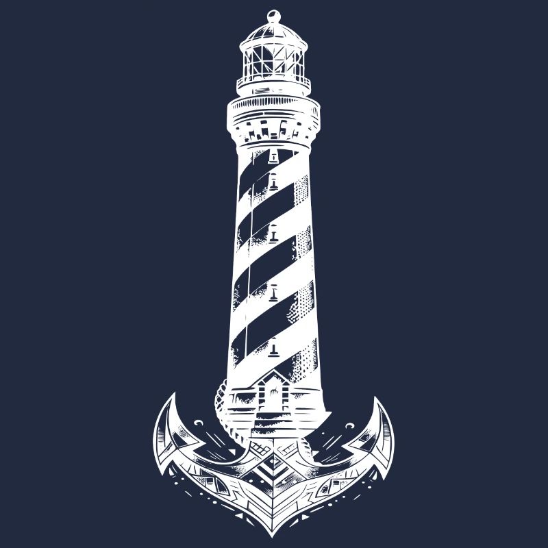 Oblique Striped Coastal Lighthouse Anchor Design