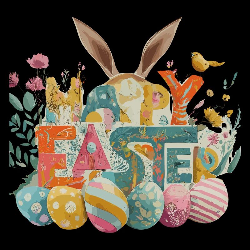 Easter bunny with spring motifs