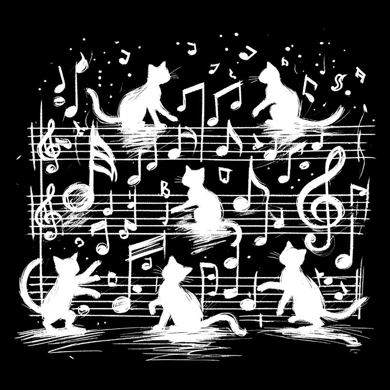 Chats et partition musicale. Musicisca compositeur