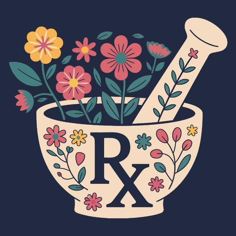 Flower Mortar Herb Design