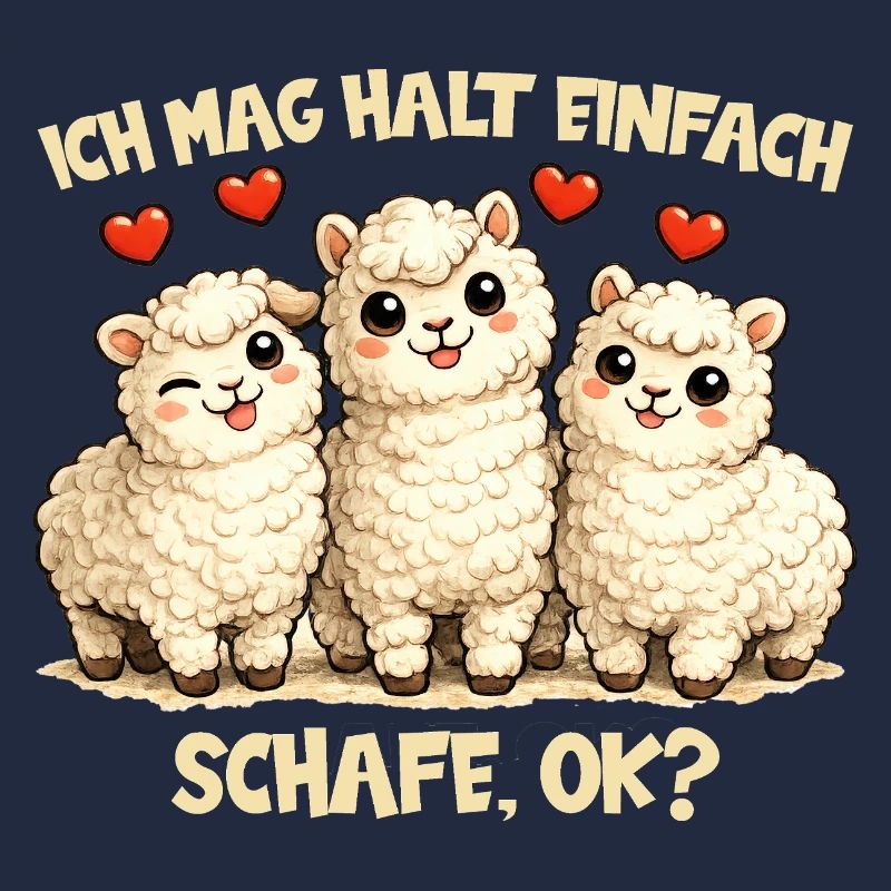 Sheep Comic Motif with Heart and Funny Saying