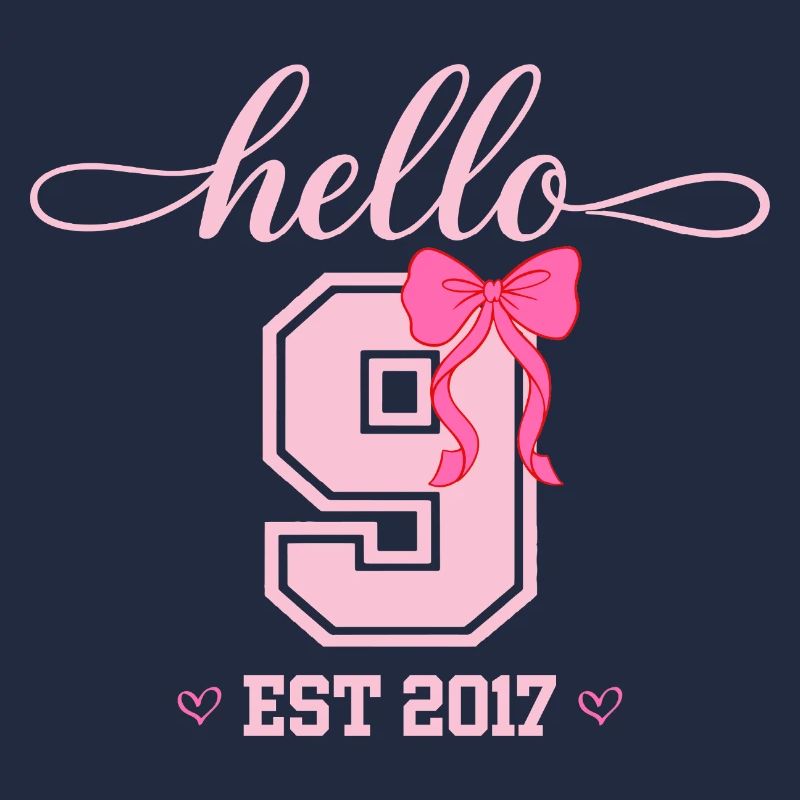 Hello 9 Est 2017 Mädchen Geburtstag Design