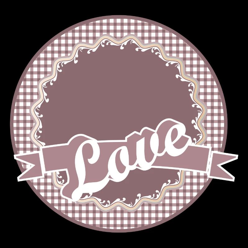 nostalgic label in dusky pink with lots of love