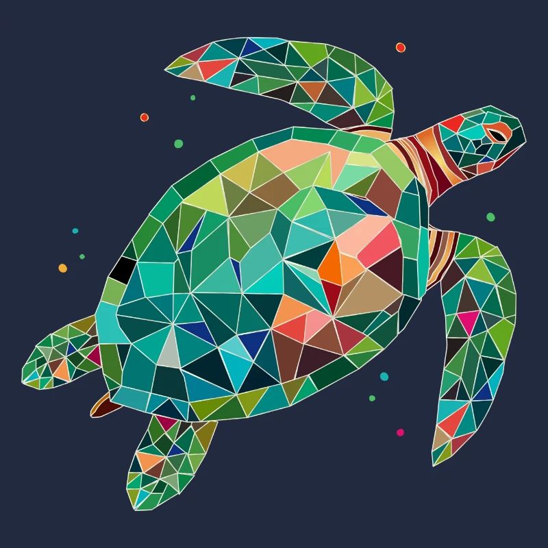 Tortue d’eau colorée - Conception de mer colorée