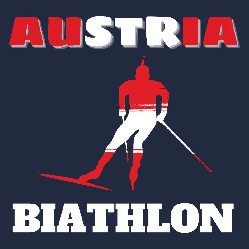 Biathlete Silhouette Red White Austria