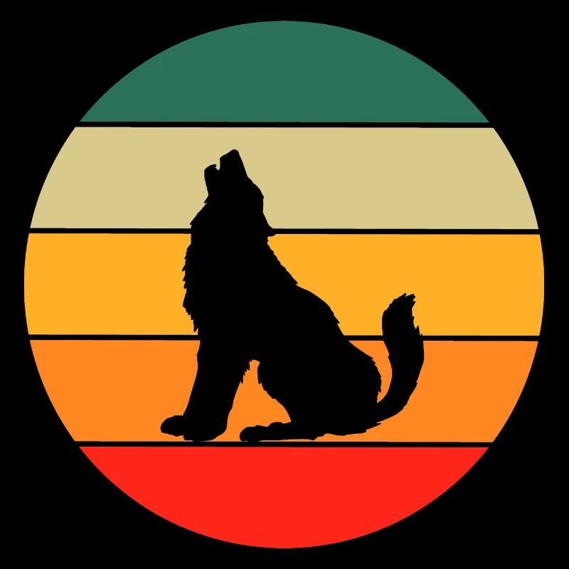 Forest Animal Predator Gift Retro Howling Wolf